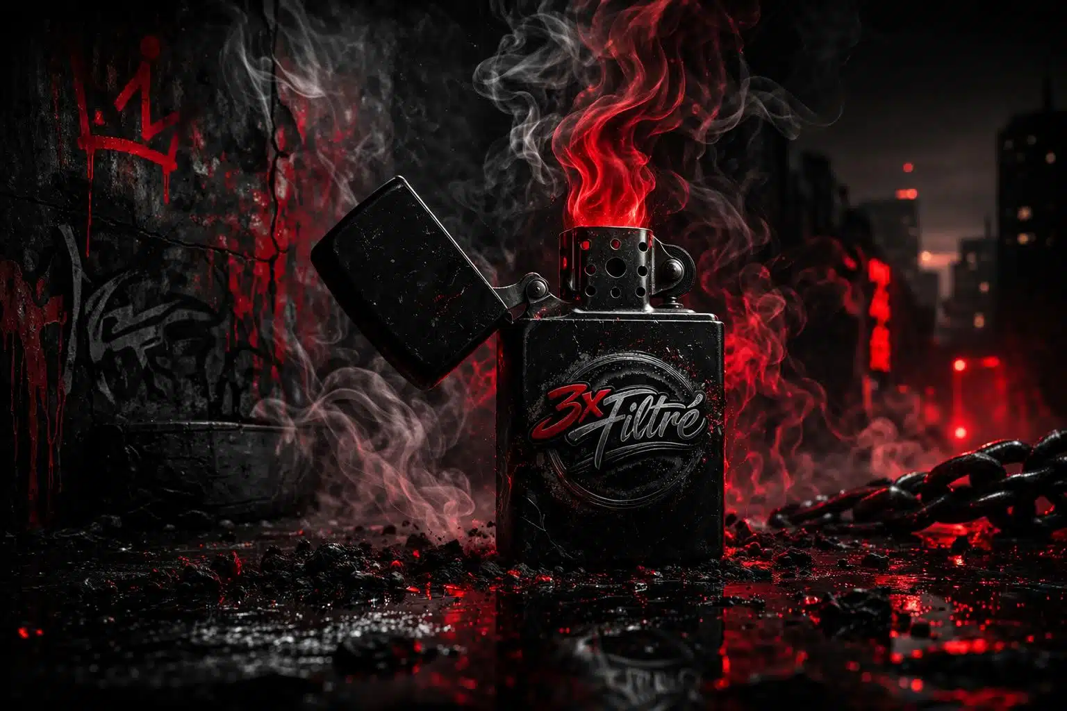 Briquet 3xFiltré en ambiance street — culture urbaine de la marque